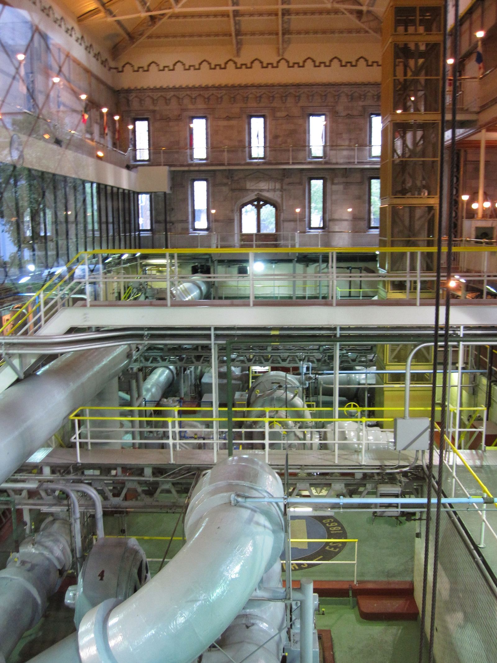 The interior of a historic water pumping station
